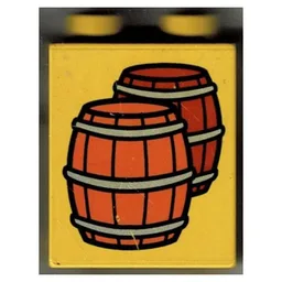Duplo Brick 1 x 2 x 2 with Two Barrels Print / Yellow