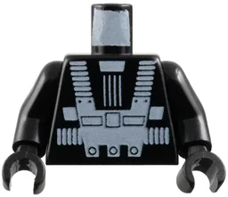 Torso Space White Harness and Chest Panel with Rivets Pattern (Blacktron I) / Black Arms / Black Hands