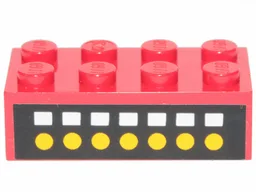 Brick 2 x 4 with 7 White Squares, 7 Yellow Dots on Black Pattern (Sticker) - Set 6382