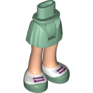 Lego Minidoll Hips and Short Skirt with Light Nougat Legs, Sand Green and White Shoes with Laces Print / Sand Green