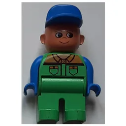 Duplo Figure, Early, Cap Blue, Green Legs, Shirt with Collar and Two Pockets Print / Green