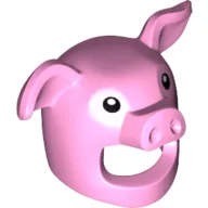 Costume / Mask, Pig with Black Eyes Print / Bright Pink