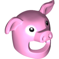 Lego Costume / Mask, Pig with Black Eyes Print / Bright Pink