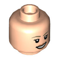 Lego Minifig Head Scarlet Witch, Nougat Eyebrows, Peach Lips, Open Mouth Smile / Closed Mouth Smile with Red Eyes Print / Light Nougat