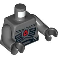 Torso, Spacesuit with Red Police Badge, Belt with Pouches / Radio on Back Print, Dark Bluish Gray Arms, Black Hands