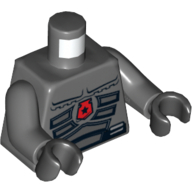 Lego Torso Spacesuit with Red Police Badge, Belt with Pouches / Radio on Back Print, Dark Bluish Gray Arms, Black Hands / Dark Bluish Gray