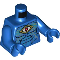 Torso Gold Eye and Circuitry, Red Iris, Dark Azure Highlights, Black Muscle Lines Print, Blue Arms and Hands / Blue