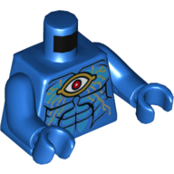 Lego Torso Gold Eye and Circuitry, Red Iris, Dark Azure Highlights, Black Muscle Lines Print, Blue Arms and Hands / Blue