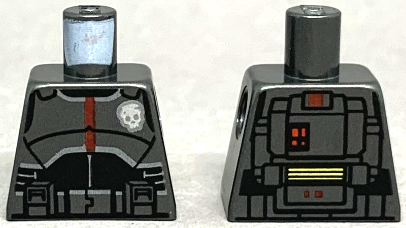 Lego Torso SW Armor with Skull Badge and Dark Red Stripe, Black Midsection, Detailed Backpack with Red Lights Pattern