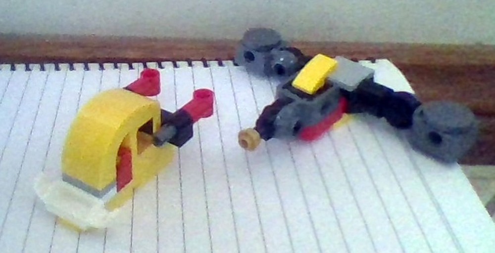 Lego tiny transporter and laser escort vehicle