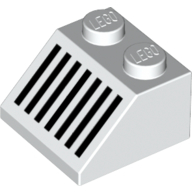 Lego Brick Sloped 45° 2 x 2 with Black Grill Print / White