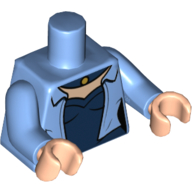Lego Torso Vest, Blue Shirt, Necklace Print, Medium Blue Arms, Light Nougat Hands / Medium Blue