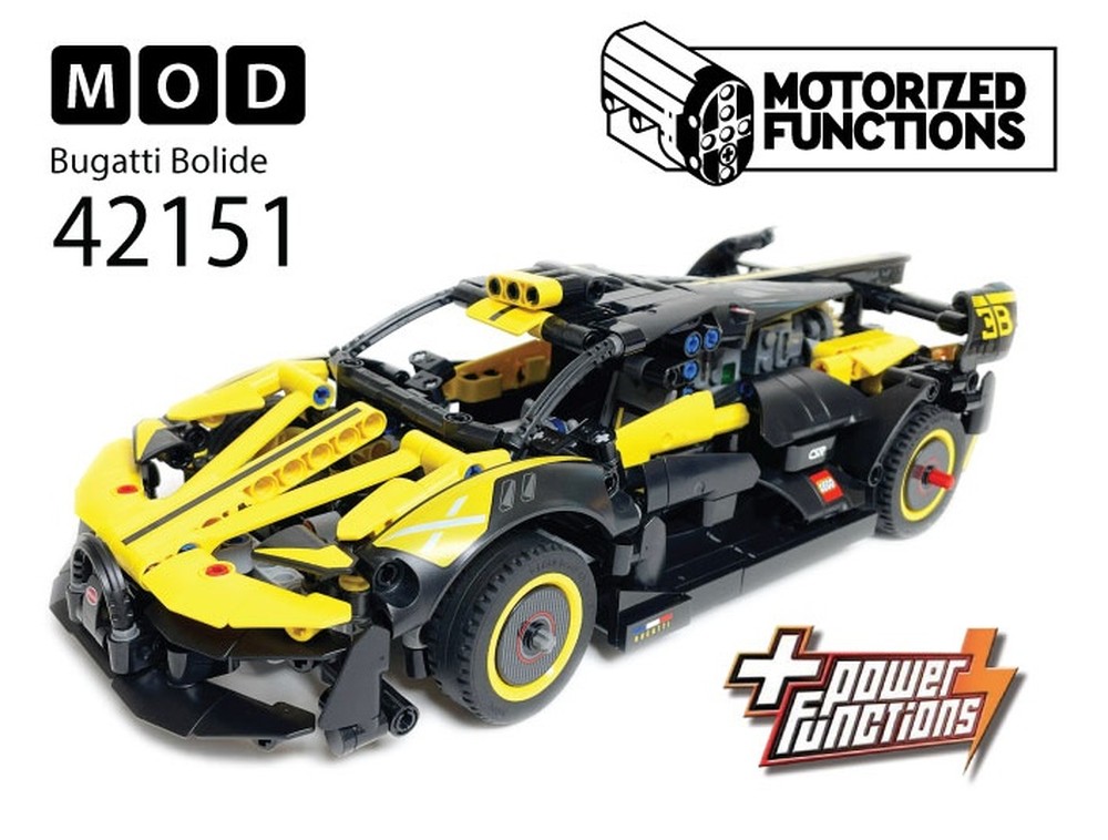 Lego 42151 Bugatti Bolide RC MOD for Power Function Motors