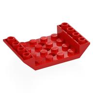Lego Brick Sloped Inverted 45° 6 x 4 Double with 4 x 4 Recessed and 3 Holes / Red