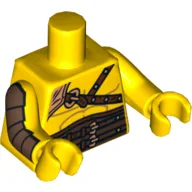 Torso, Gladiator Armor with Leather Print, Yellow Arms and Hands with Gold Armor Print on Right / Yellow