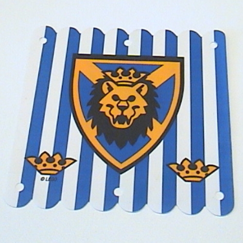 Lego Banner, 16 x 16 with Blue Stripes and Lion Head Shield Print / White