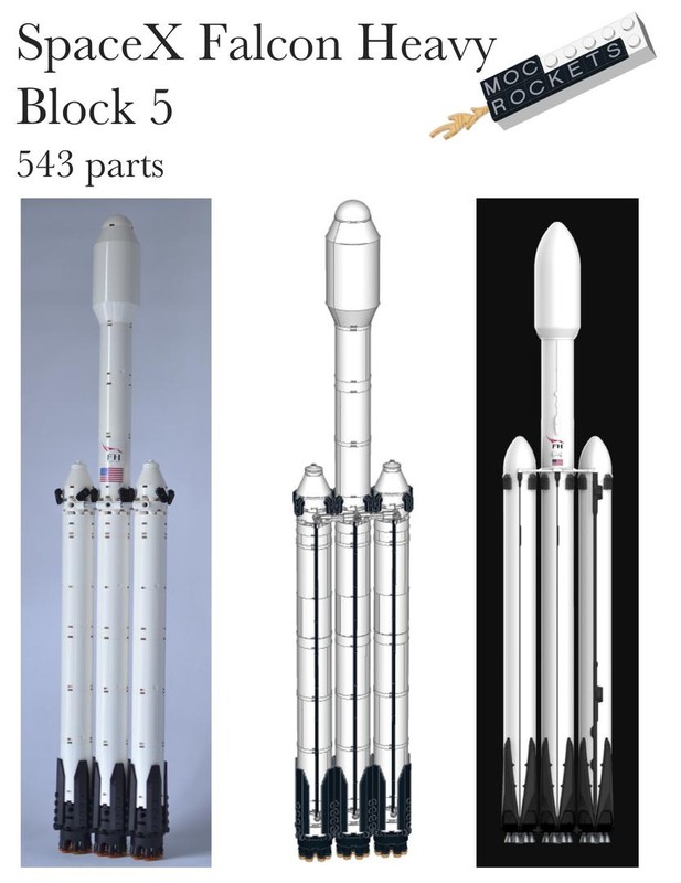Lego SpaceX Falcon Heavy Block 5 (Saturn V scale) UPDATED
