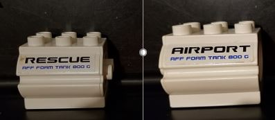 Lego Duplo Container Water Container with 'AIRPORT', 'RESCUE' and 'RFF FOAM TANK 800 G' Pattern on Both Sides (Stickers) - Set 7844