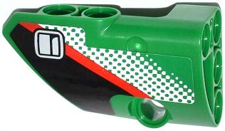Lego Technic, Panel Fairing # 1 Small Smooth Short, Side A with Door Handle, Red Stripe and White Dot Fade Pattern (Sticker) - Set 42008