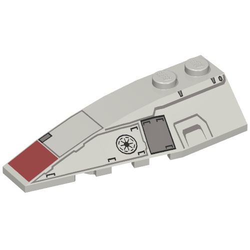 Lego Brick Wedged, Curved 6 x 2 Left with SW Mini AT-TE Print / Light Bluish Gray