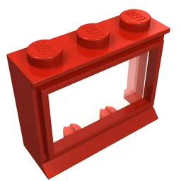 Window 1 x 3 x 2 Classic with Solid Studs [Complete] / Red