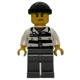 Criminal, Prison Shirt with #86753, Light Bluish Gray Legs, Dark Bluish Gray Hat