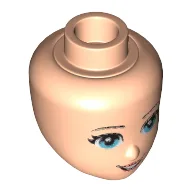 Minidoll Head, Light Blue Eyes, Eyelashes and Open Mouth Print / Light Nougat