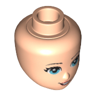 Lego Minidoll Head with Light Blue Eyes, Eyelashes and Open Mouth Print / Light Nougat