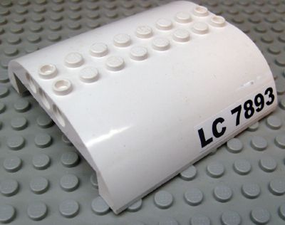Lego Slope, Curved 8 x 8 x 2 Double with 'LC 7893' Pattern on Both Sides (Stickers) - Set 7893