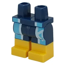 Hips with Dark Blue Legs and Yellow Boots Pattern with Wet Suit Trunks, Light Aqua/Bright Light Blue Bands Print / Dark Blue