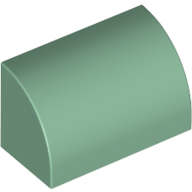 Lego Brick Curved 1 x 2 x 1 No Studs / Sand Green