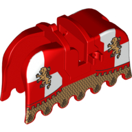 Lego Animal / Creature Accessory, Horse Barding with Gold Lions and Gold Chain Mail Print / Red