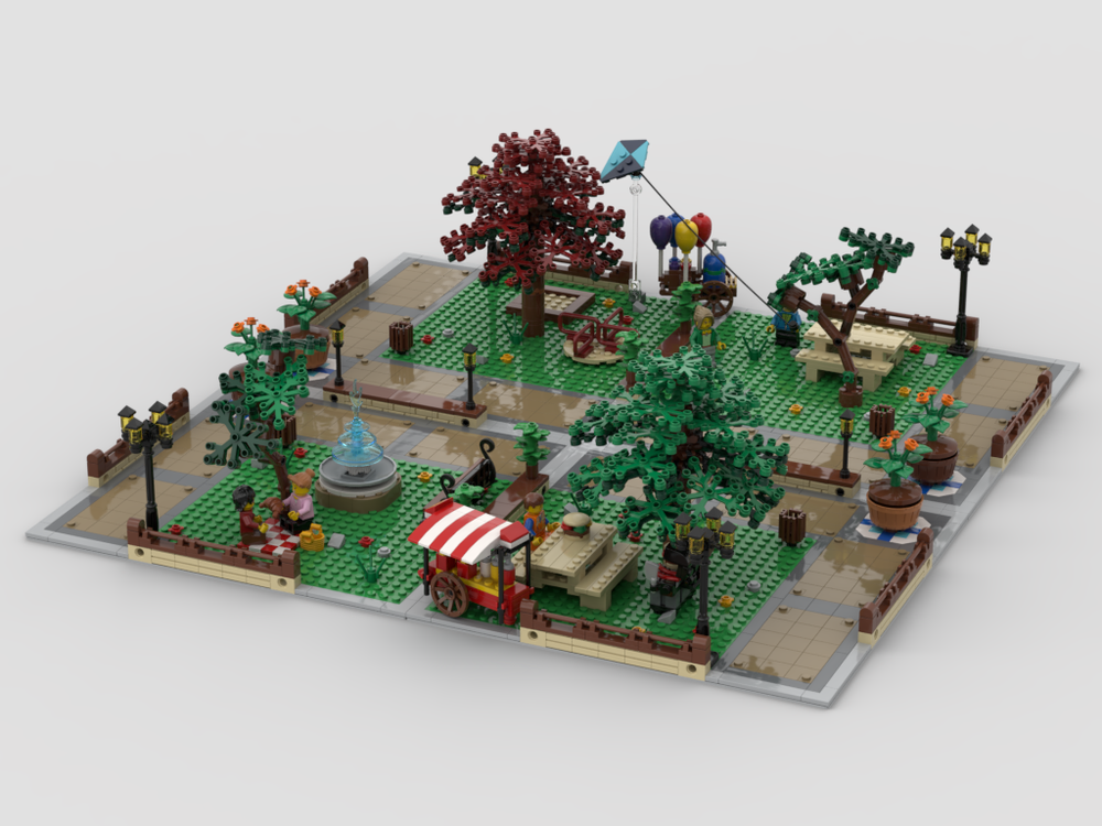 Lego Display for stands series - Modular Market | Space for 16 stands MOCs