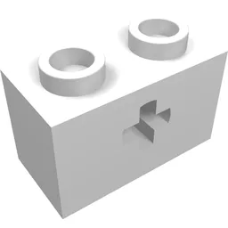 Technic Brick 1 x 2 with Axle Hole Type 1 [+ Opening] and Bottom Ridges / White