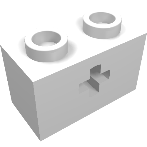 Lego Technic Brick 1 x 2 with Axle Hole Type 1 [+ Opening] and Bottom Ridges / White
