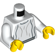 Lego Torso Robe, Light Bluish Grey Belt Print (Princess Leia), White Arms, Yellow Hands / White