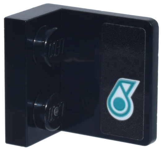 Lego Bracket 1 x 2 - 2 x 2 Inverted with Dark Turquoise and White Petronas Logo Pattern Model Right Side (Sticker) - Set 77244