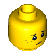 Lego Minifig Head Tommy / Wade / Boy / Girl, Freckles, Smile / Worried Print / Yellow