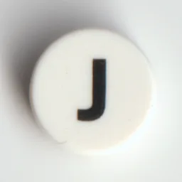 Tile Round 1 x 1 with Black 'J' Print