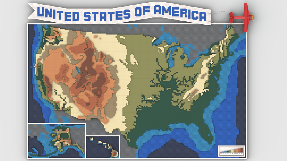 Lego United States Topographic Map
