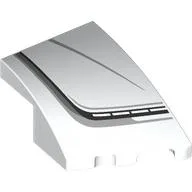 Brick Wedged, Curved 3 x 2 with Stud Notch Right with Black/Light Bluish Grey Hood Line Print
