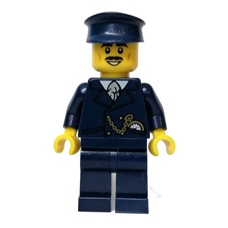 Lego Tram Driver, Dark Blue Torso, Dark Blue Legs, Dark Blue Hat
