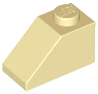 Brick Sloped 45° 2 x 1 with Bottom Pin / Tan