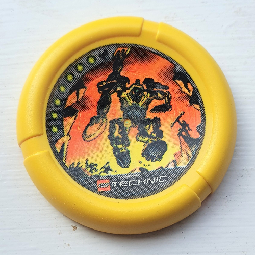 Lego Large Figure Throwing Disk, Blaster, 7 Pips, Blaster Running Print / Yellow