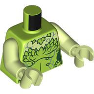 Lego Torso Dress, Leaves, Dark Green Trim, Yellowish Green Chest print, Yellowish Green Arms and Hands / Lime