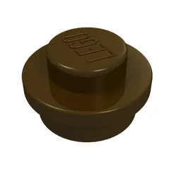 Plate Round 1 x 1 with Solid Stud / Dark Brown