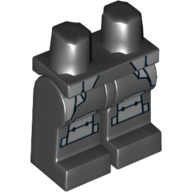 Lego Hips and Black Legs with Silver Armor Sides and Knee Plates Print / Black
