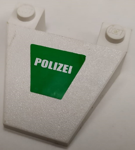 Lego Wedge 4 x 4 Taper without Stud Notches with White 'POLIZEI' on Green Background Pattern (Sticker) - Set 7237