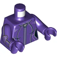 Torso Jacket with Zipper with Cat Head, 2 Thin Gray Stripes Print (Catwoman), Dark Purple Arms and Hands / Dark Purple