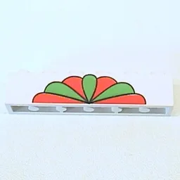 Brick 1 x 6 with Red and Green Petals Print / White
